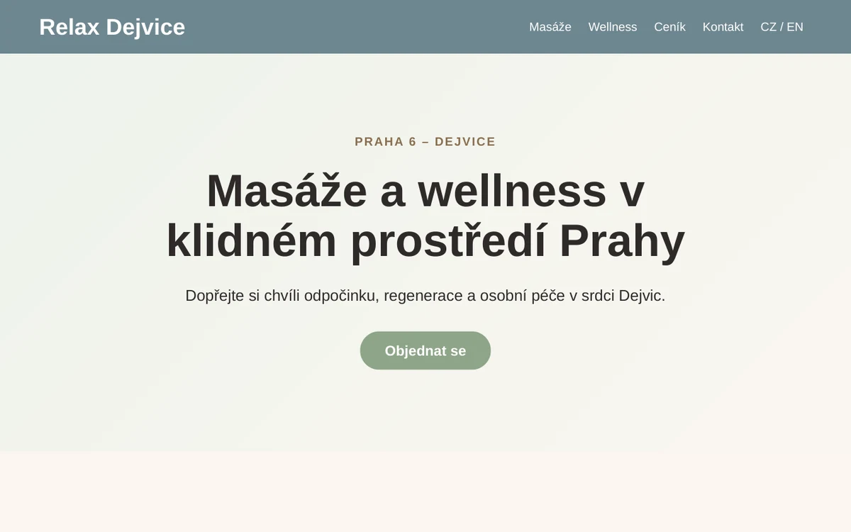 Náhled webu Relax Dejvice